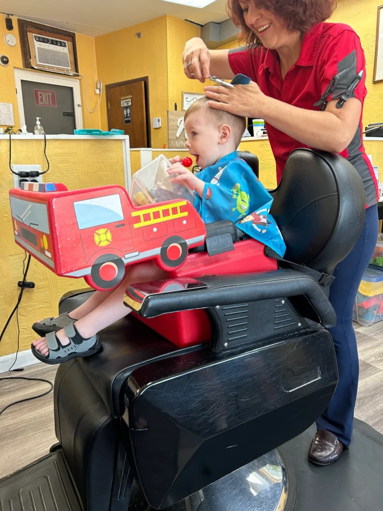 child haircut at family friendly barbershop